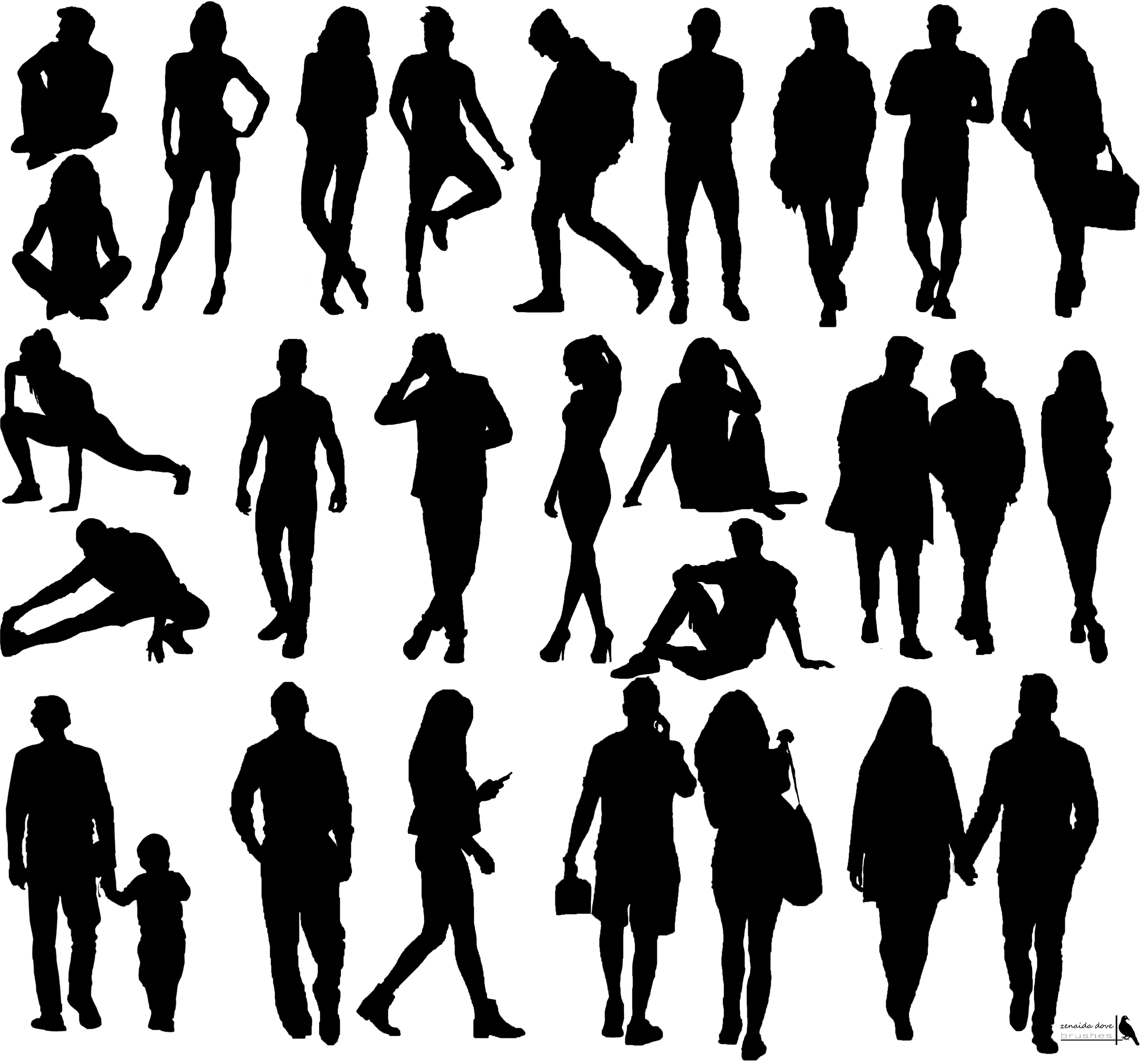 People Silhouettes Brushes, Addons GraphicRiver